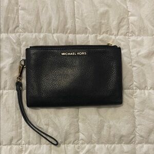 Michael Kors Jet Black Leather Wristlet